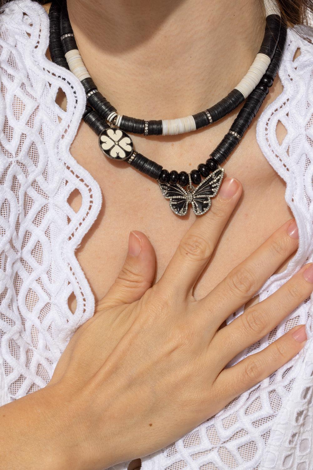 PM Clover White African Beaded Necklace - Image 2