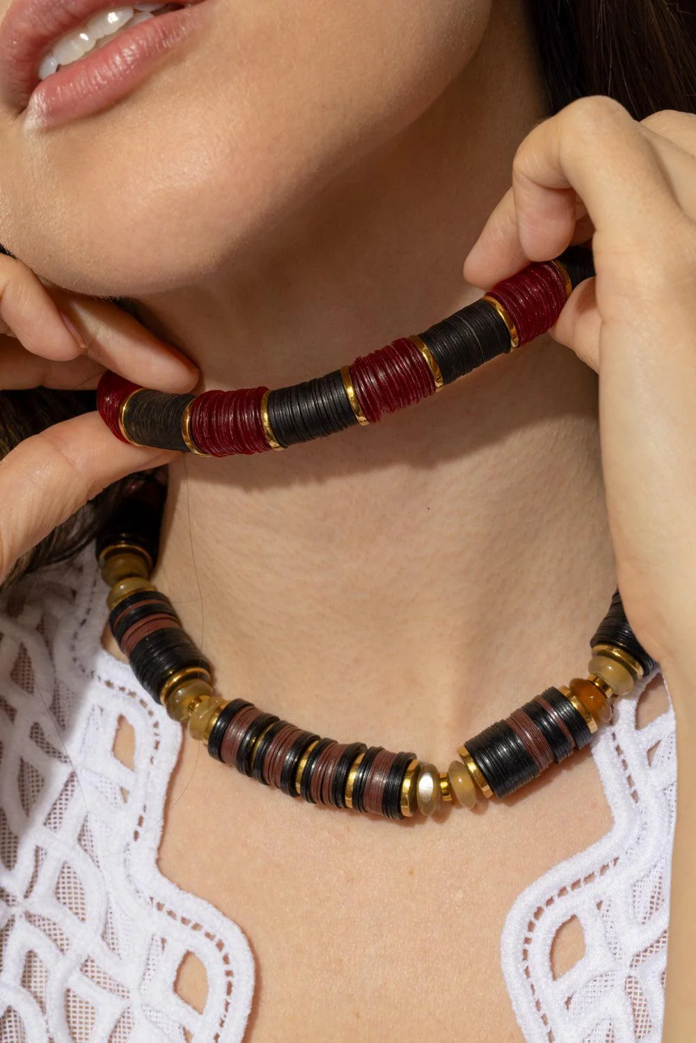 Red Black Multi Hematite Necklace - Image 3