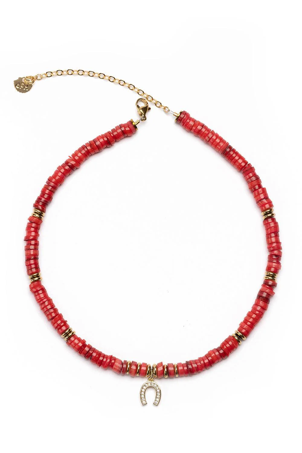 Red Iris Horseshoe Pendant Necklace