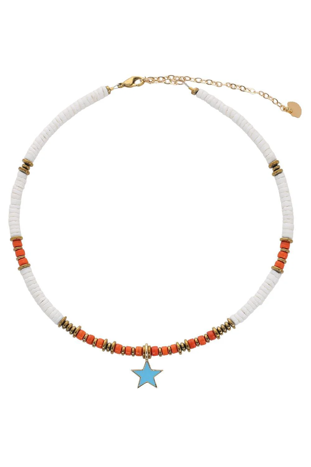 Red White Black Blue Star Charm Necklace