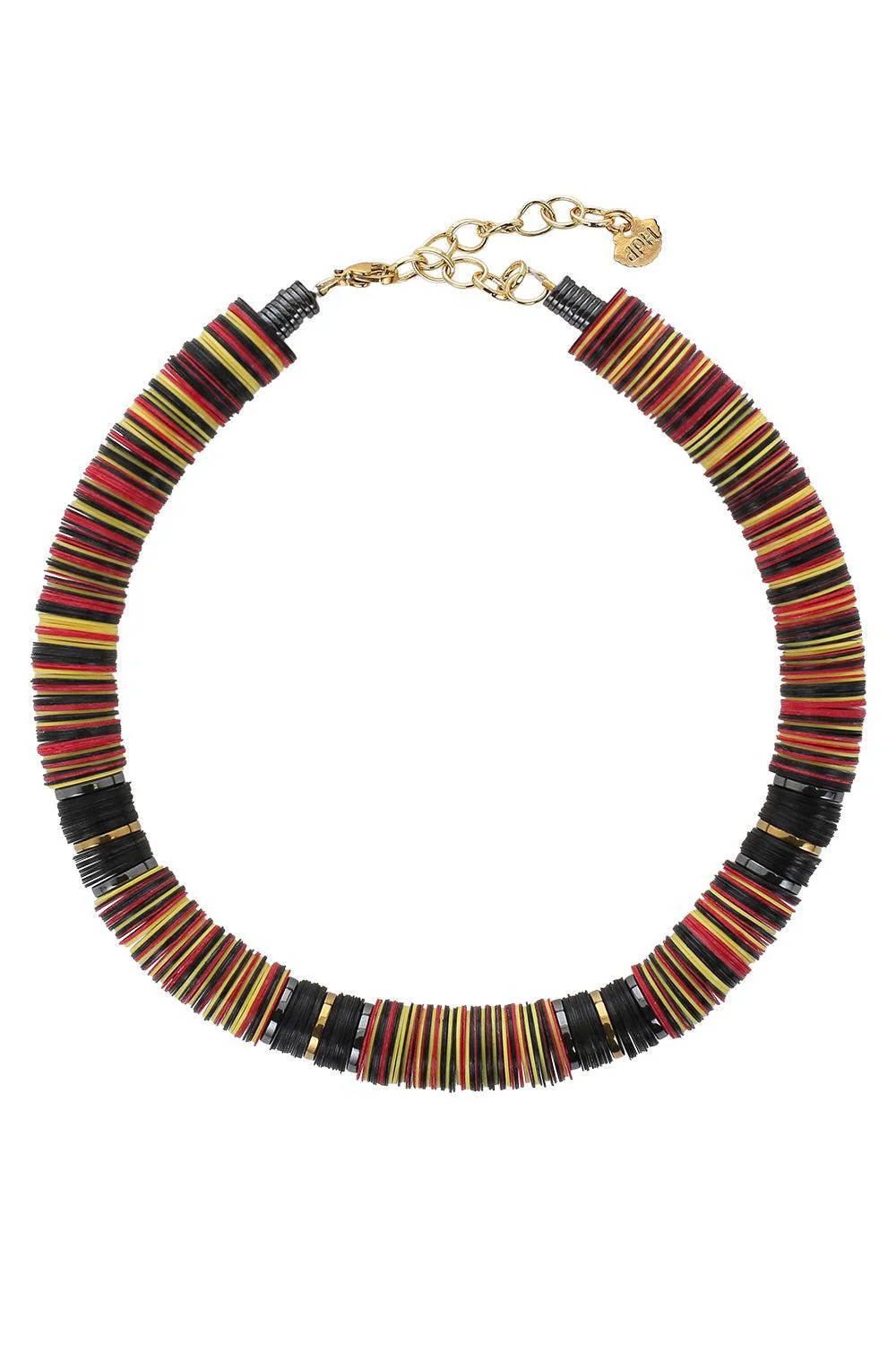 Red Yellow Black Rondelle Necklace