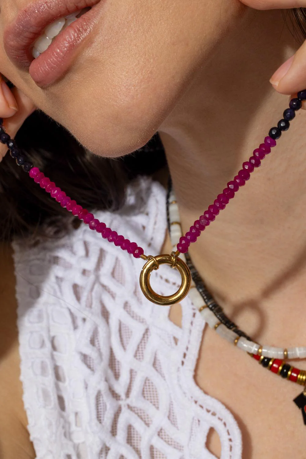 Violet Agate Beaded Necklace - Image 3