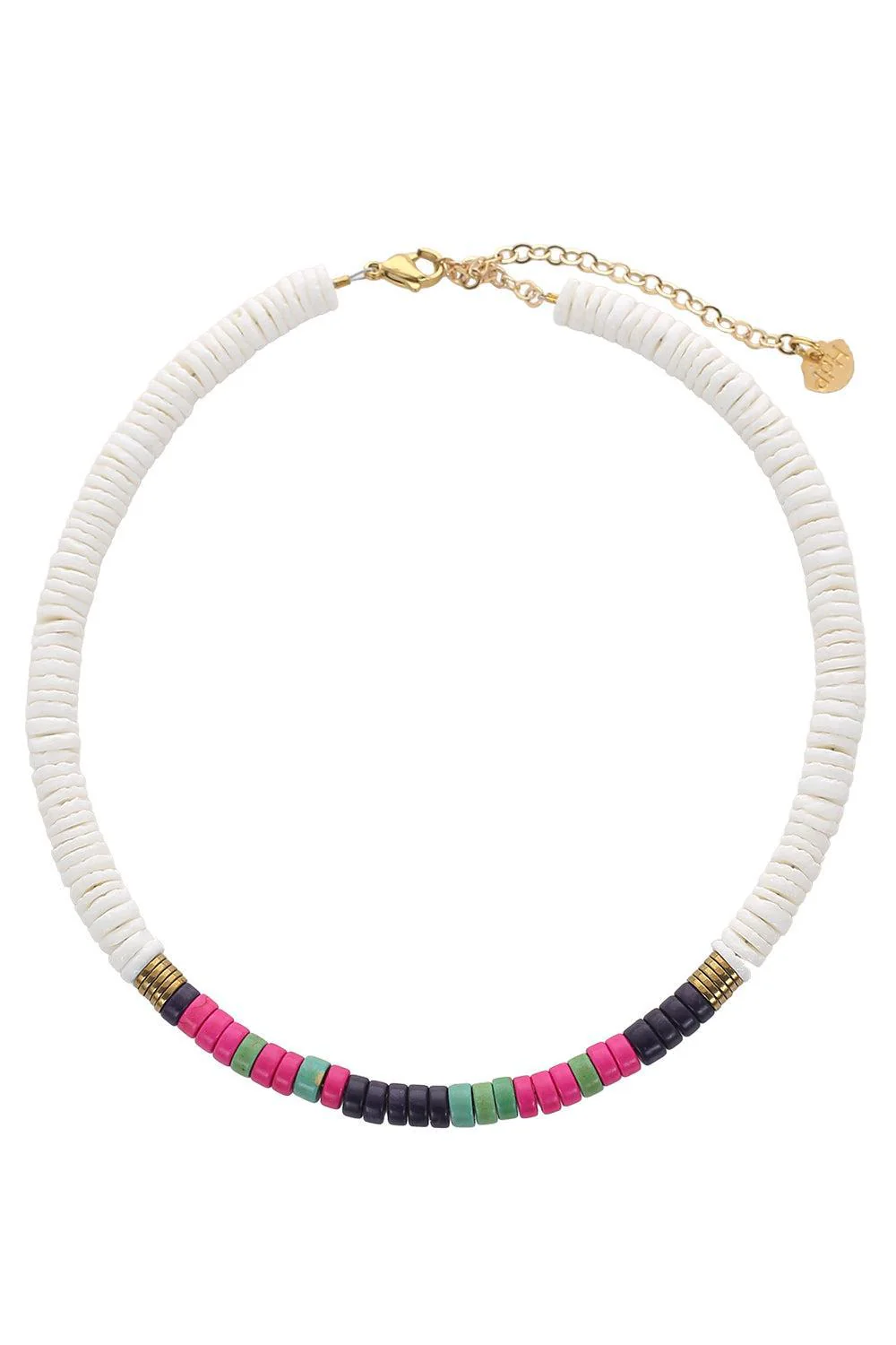 White Pink Green Purple Beaded Necklace
