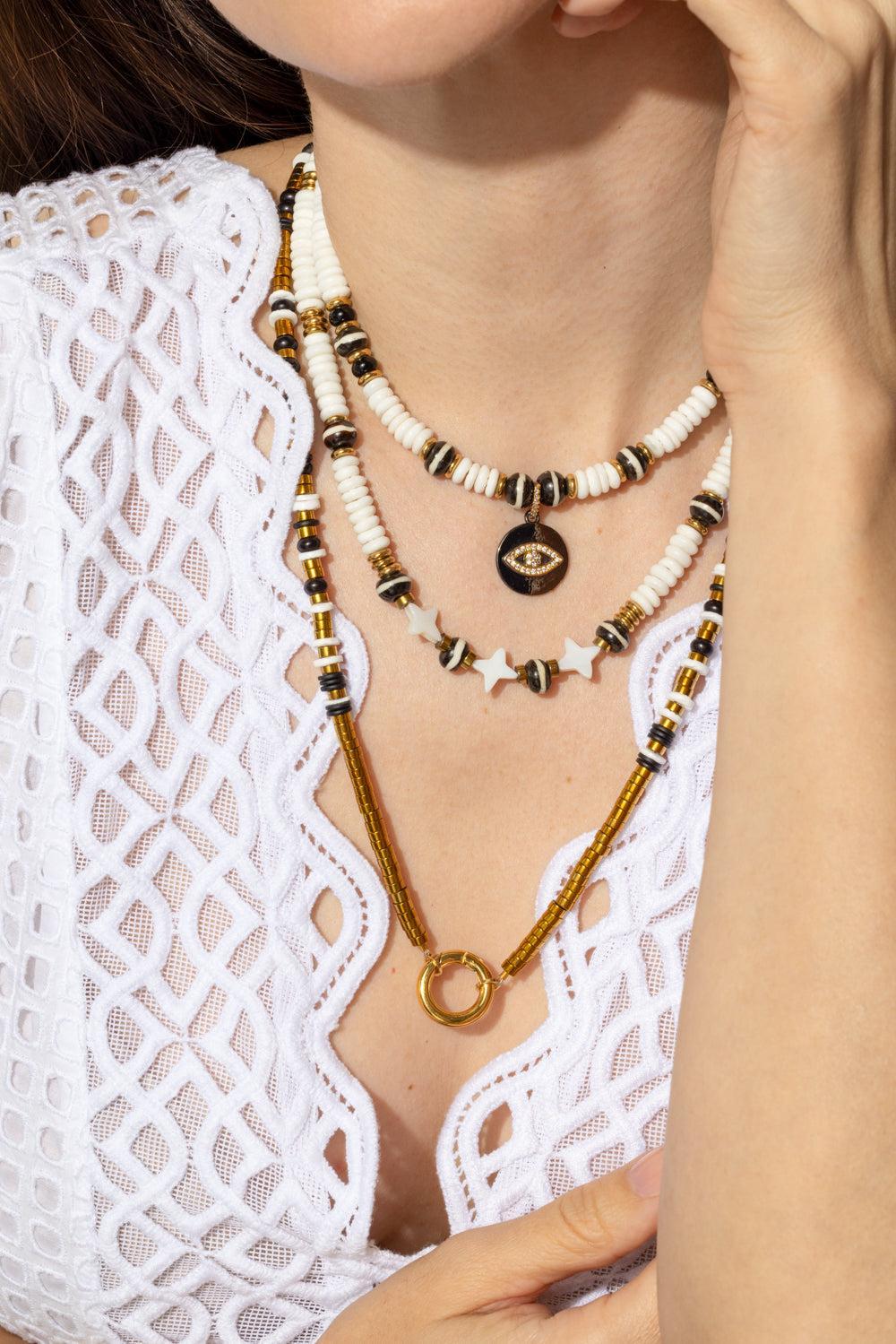 White Shell Pearl Star Necklace - Image 4