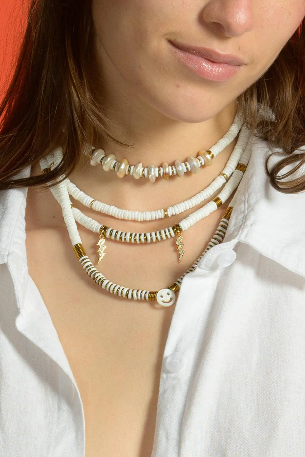 White Sea Shell Pearl Necklace - Image 3