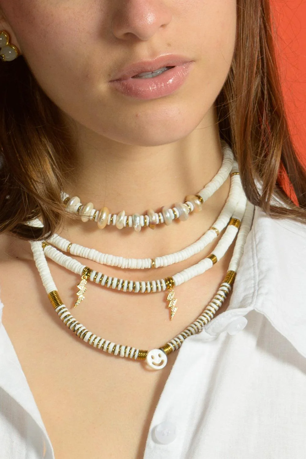 White Sea Shell Pearl Necklace - Image 4