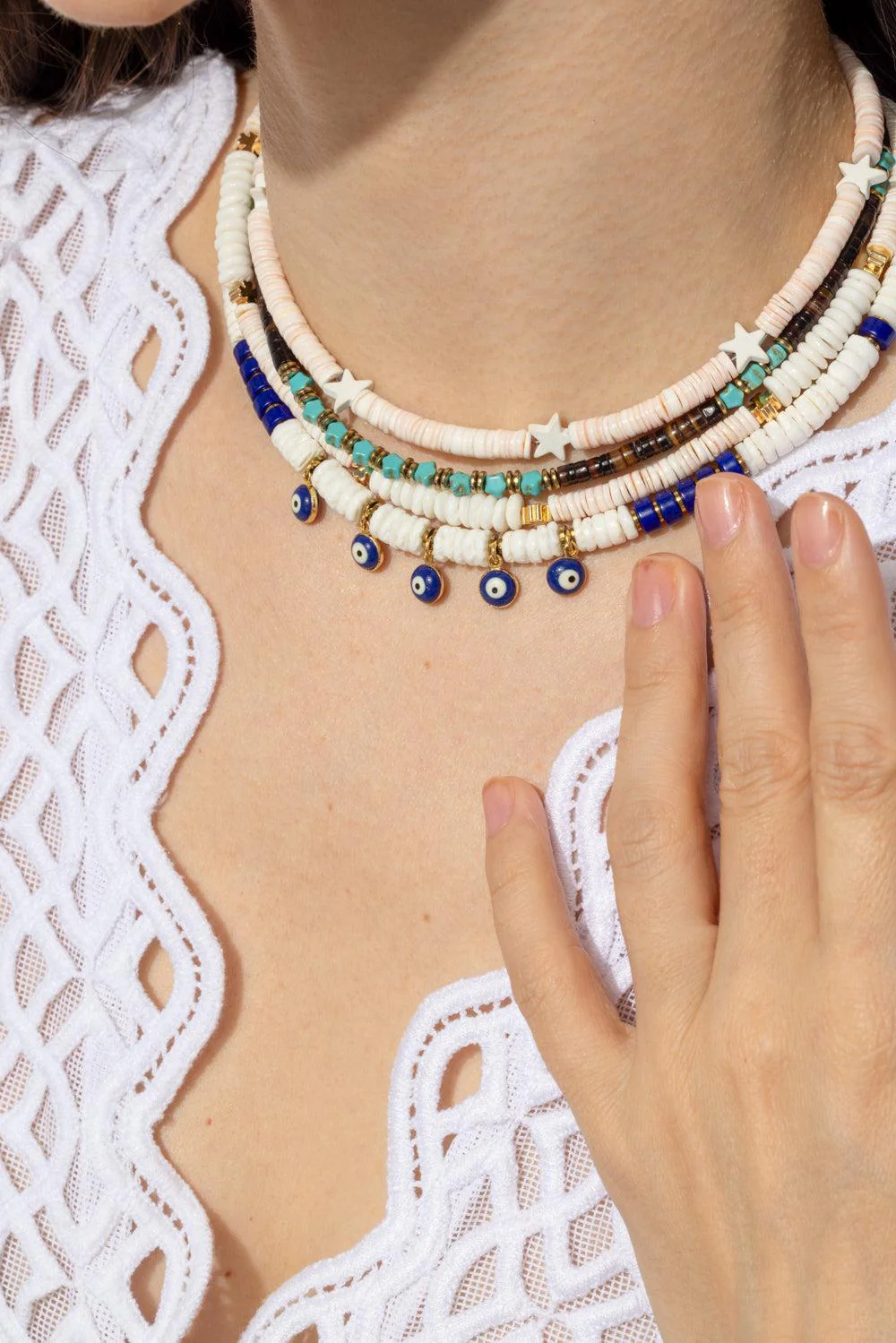 White Semplice Rondelle Necklace - Image 2