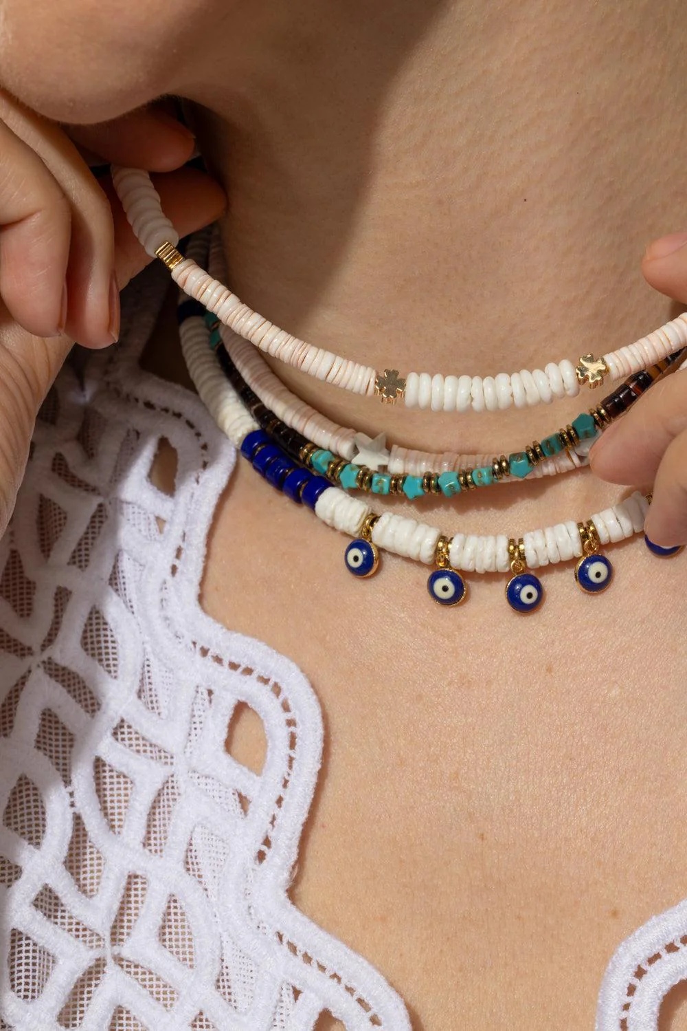White Semplice Rondelle Necklace - Image 3