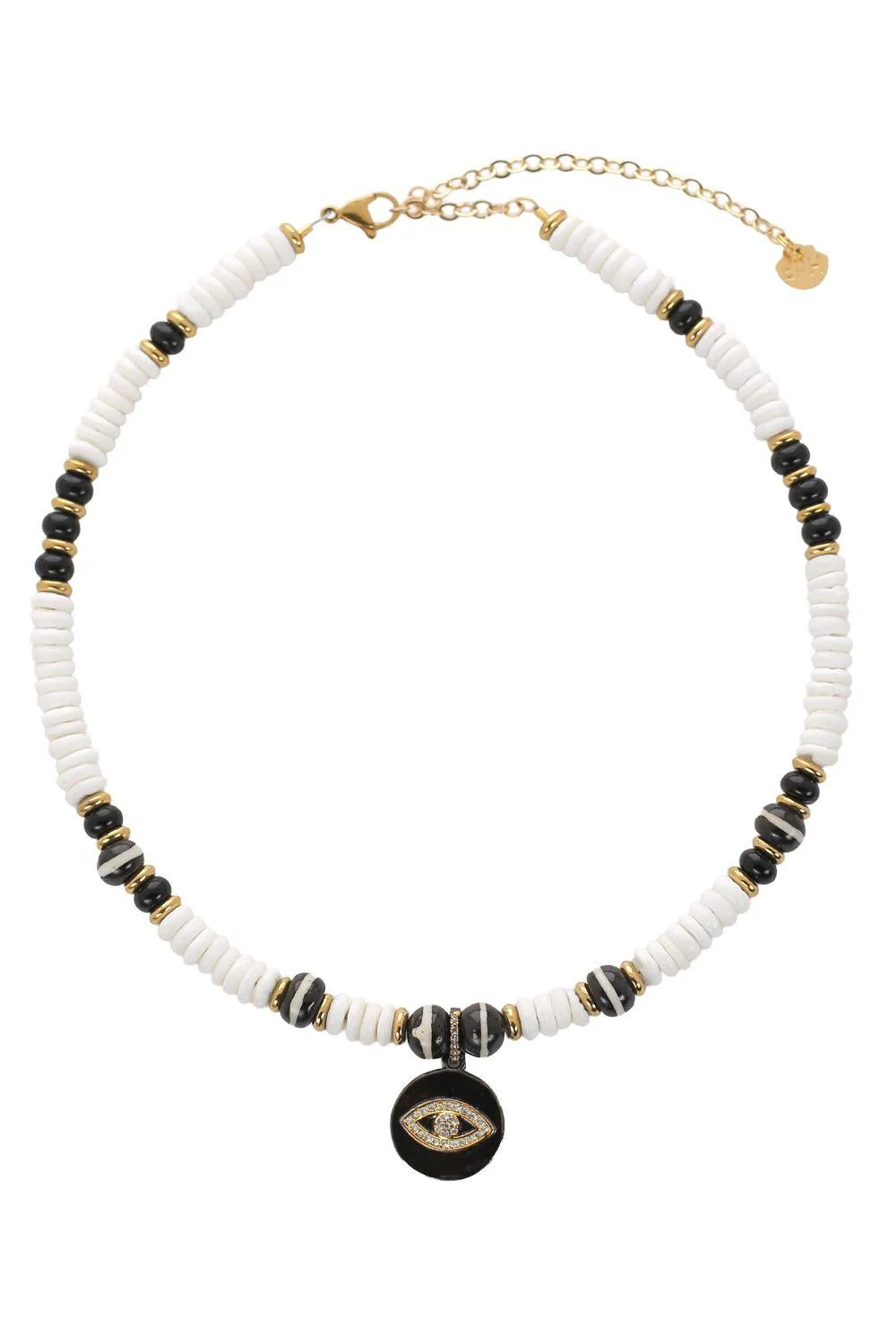 White Shell Evil Eye Charm Necklace