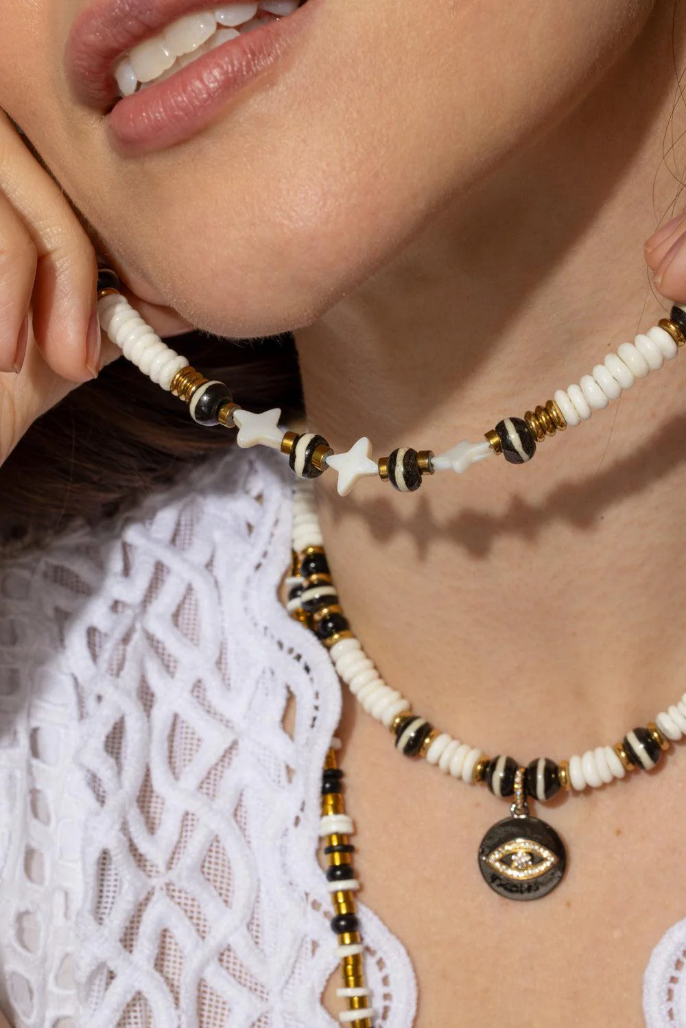 White Shell Pearl Star Necklace - Image 3