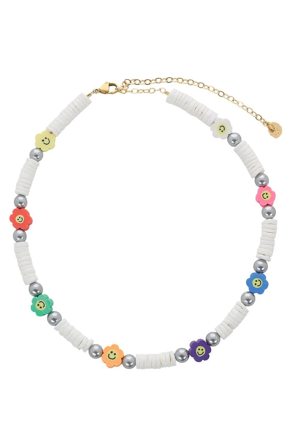 White Shell Smiley Flower Necklace