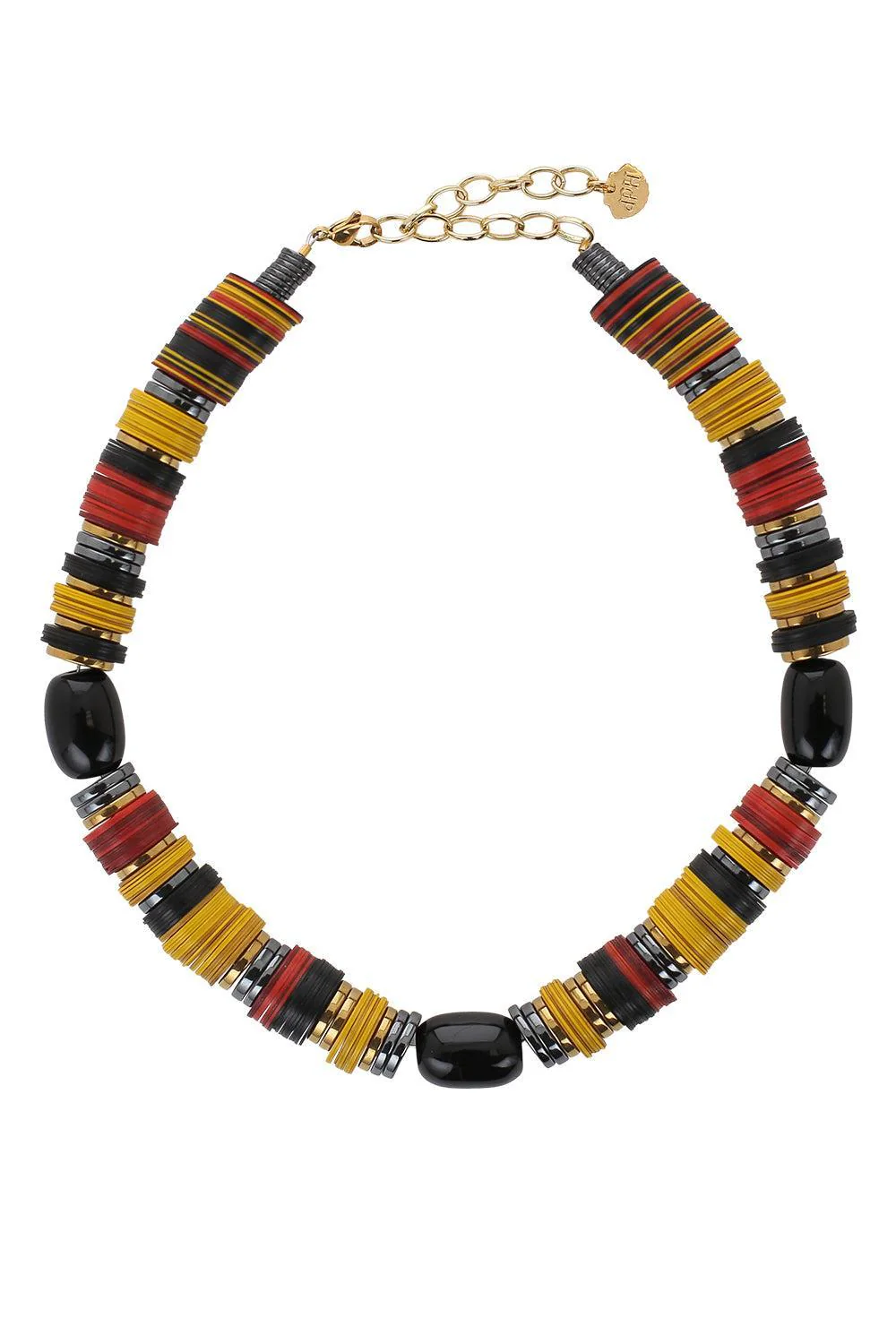 Yellow Red Black Rondelle Necklace
