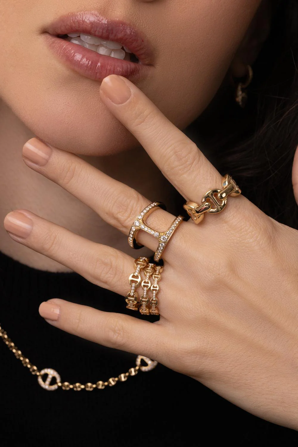 Dame Tri-Link Diamond Bridge Ring - Image 2