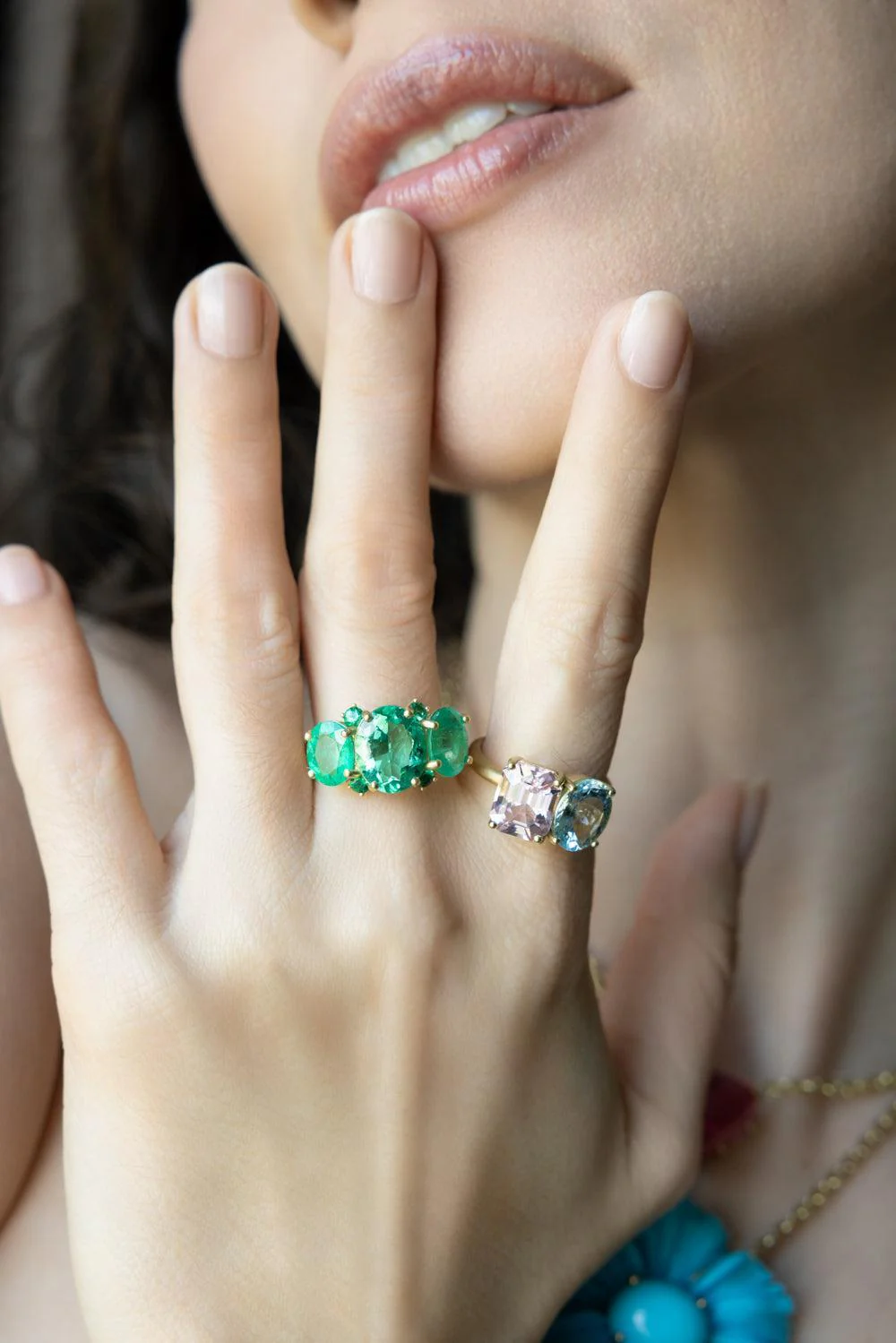 Aquamarine Kunzite Gemmy Gem Ring - Image 2