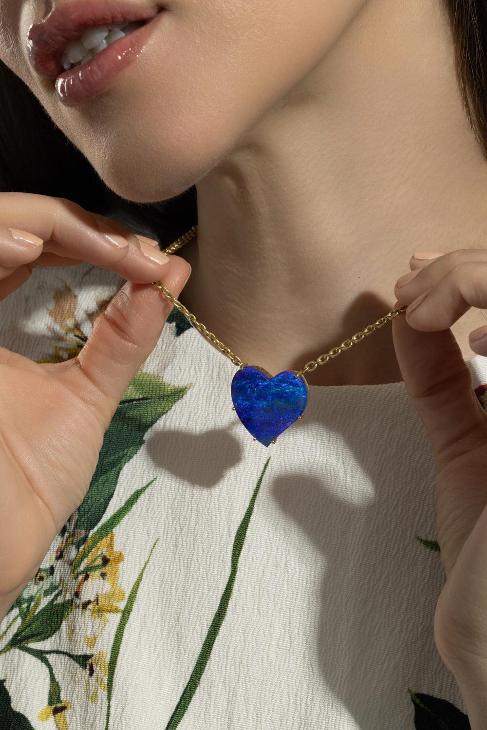 Boulder Opal Love Heart Necklace - Image 3