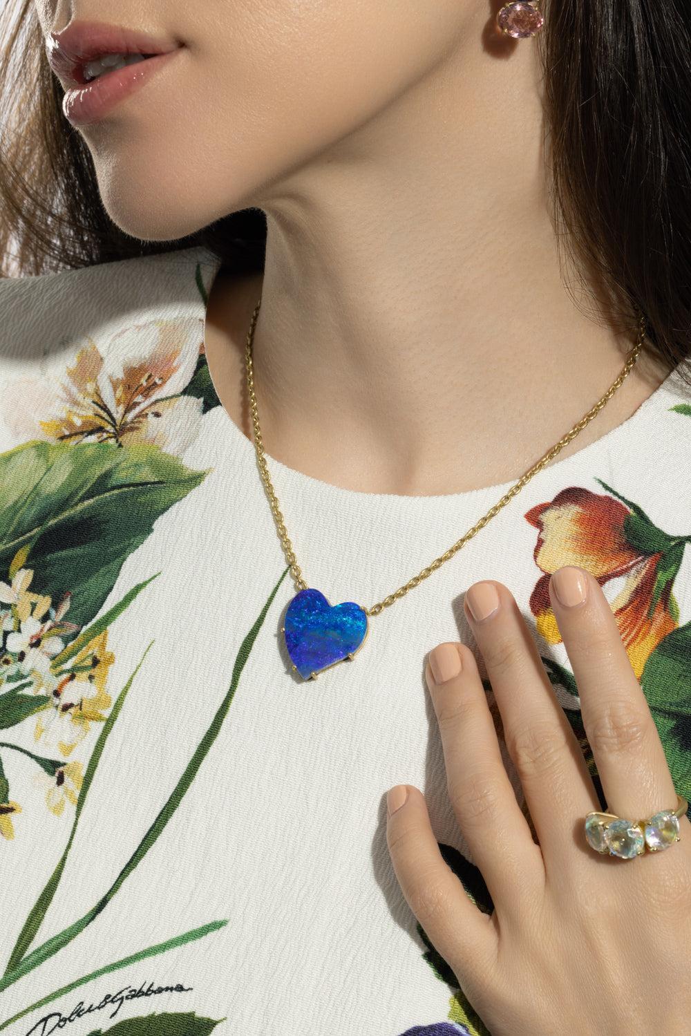 Boulder Opal Love Heart Necklace - Image 4