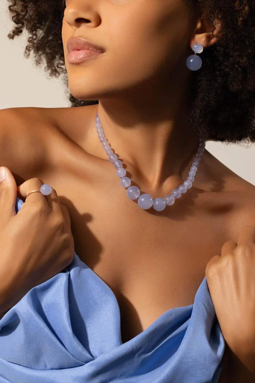 Chalcedony Beaded Necklace - Image 4
