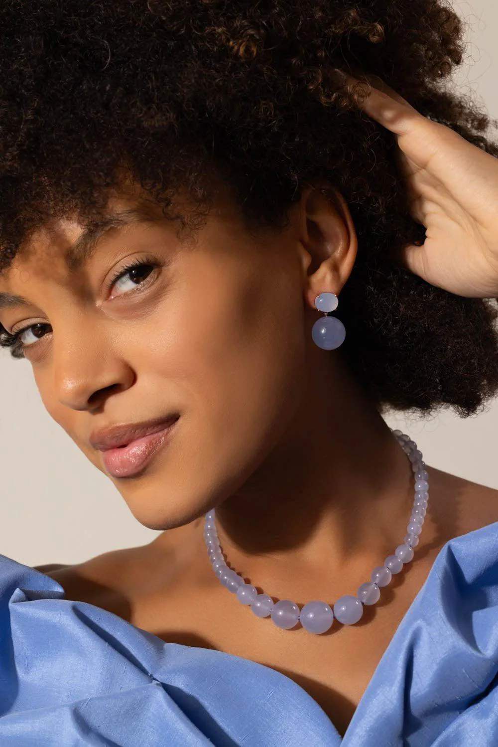 Chalcedony Gumball Earrings - Image 2