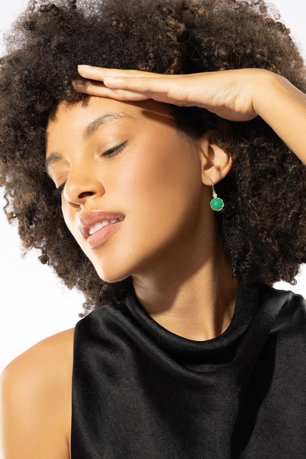 Chrysoprase Diamond Drop Earrings - Image 4