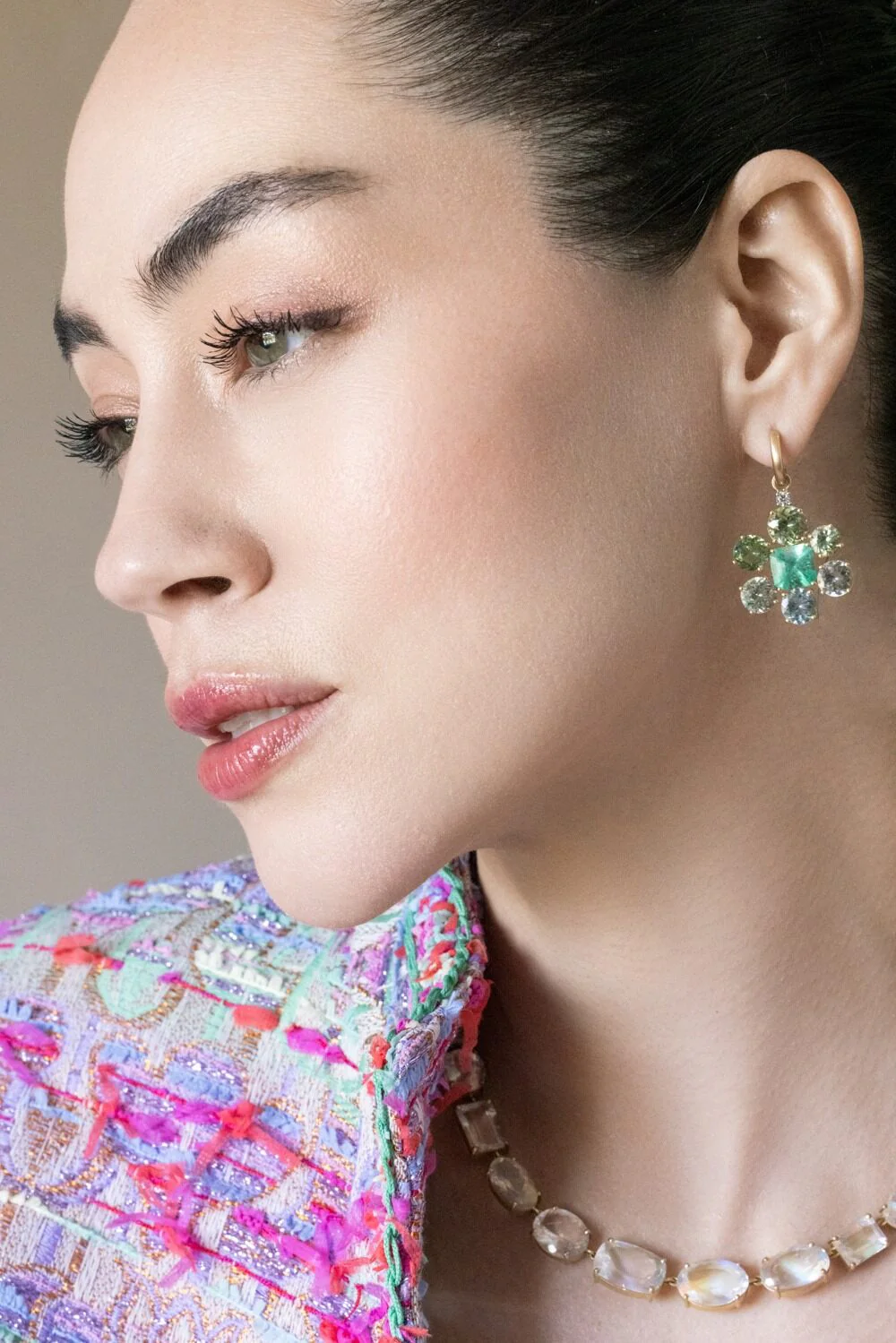Emerald Aquamarine Gemmy Gem Earrings - Image 2