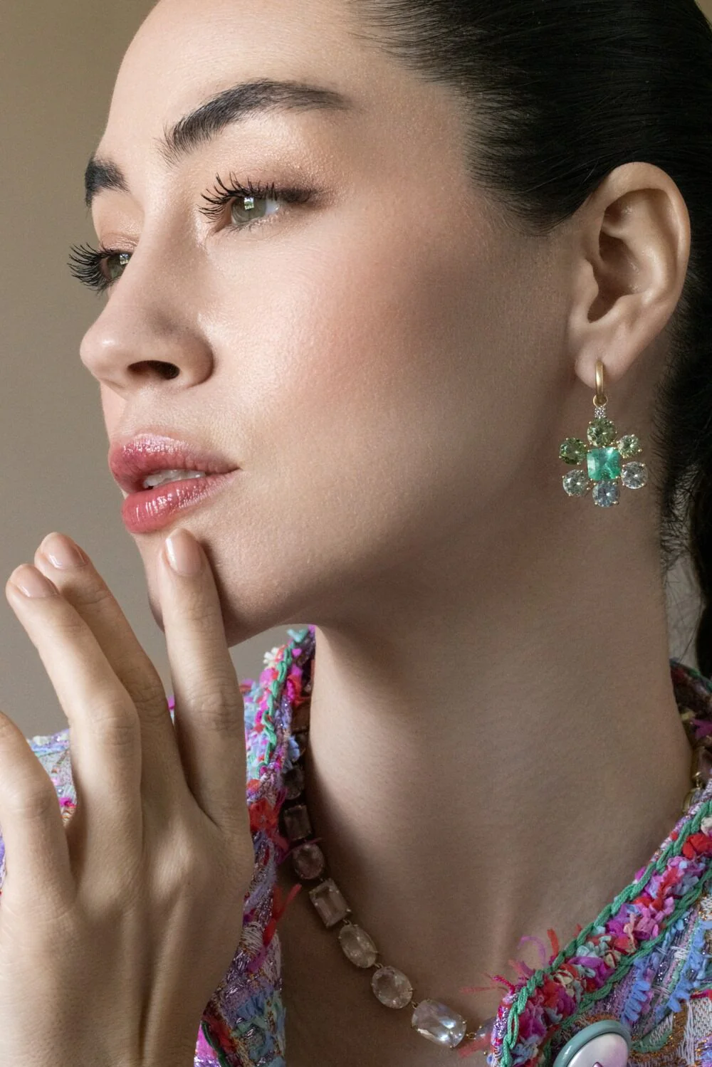 Emerald Aquamarine Gemmy Gem Earrings - Image 4