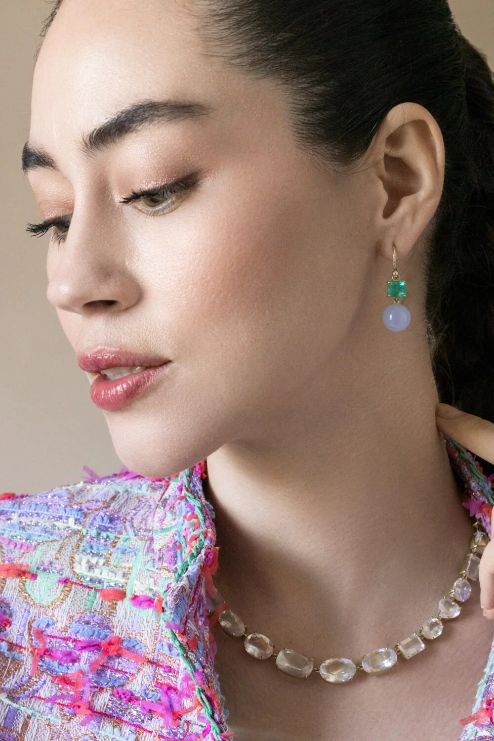 Emerald Chalcedony Gumball Earrings - Image 3