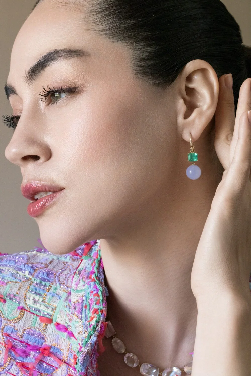 Emerald Chalcedony Gumball Earrings - Image 4