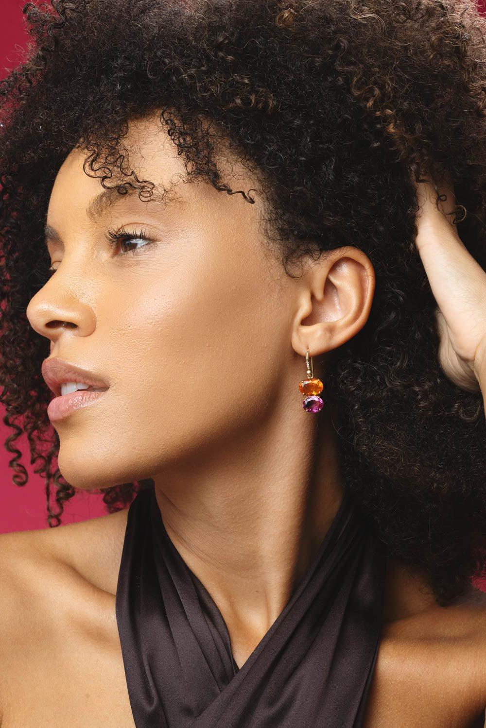 Gemmy Gem Double Stone Fire Opal Earrings - Image 2