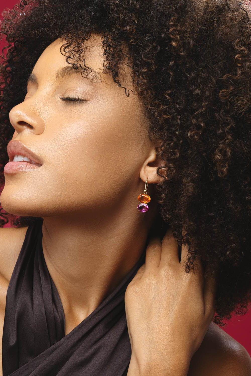 Gemmy Gem Double Stone Fire Opal Earrings - Image 3