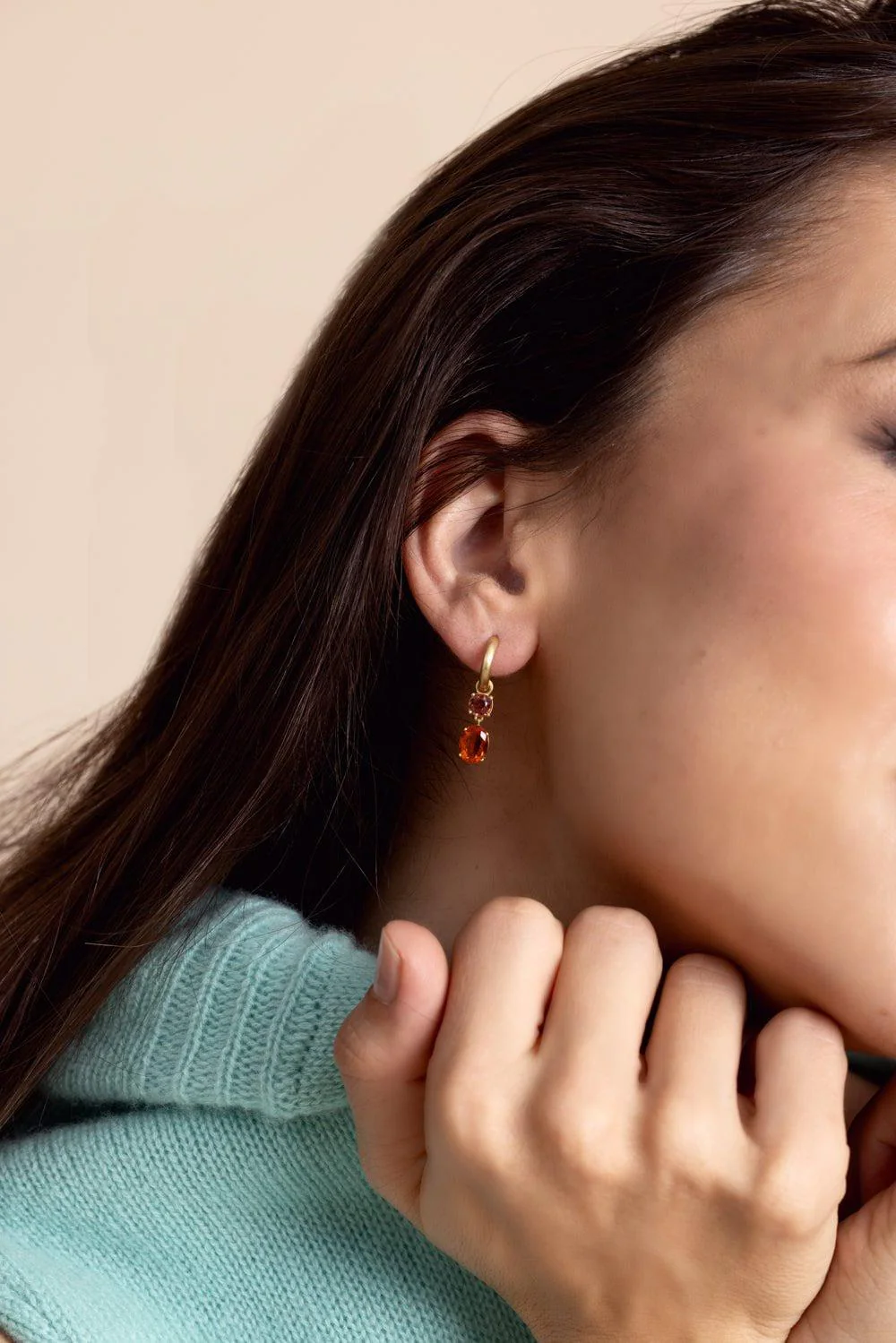 Gemmy Gem Fire Opal Huggie Earrings - Image 4