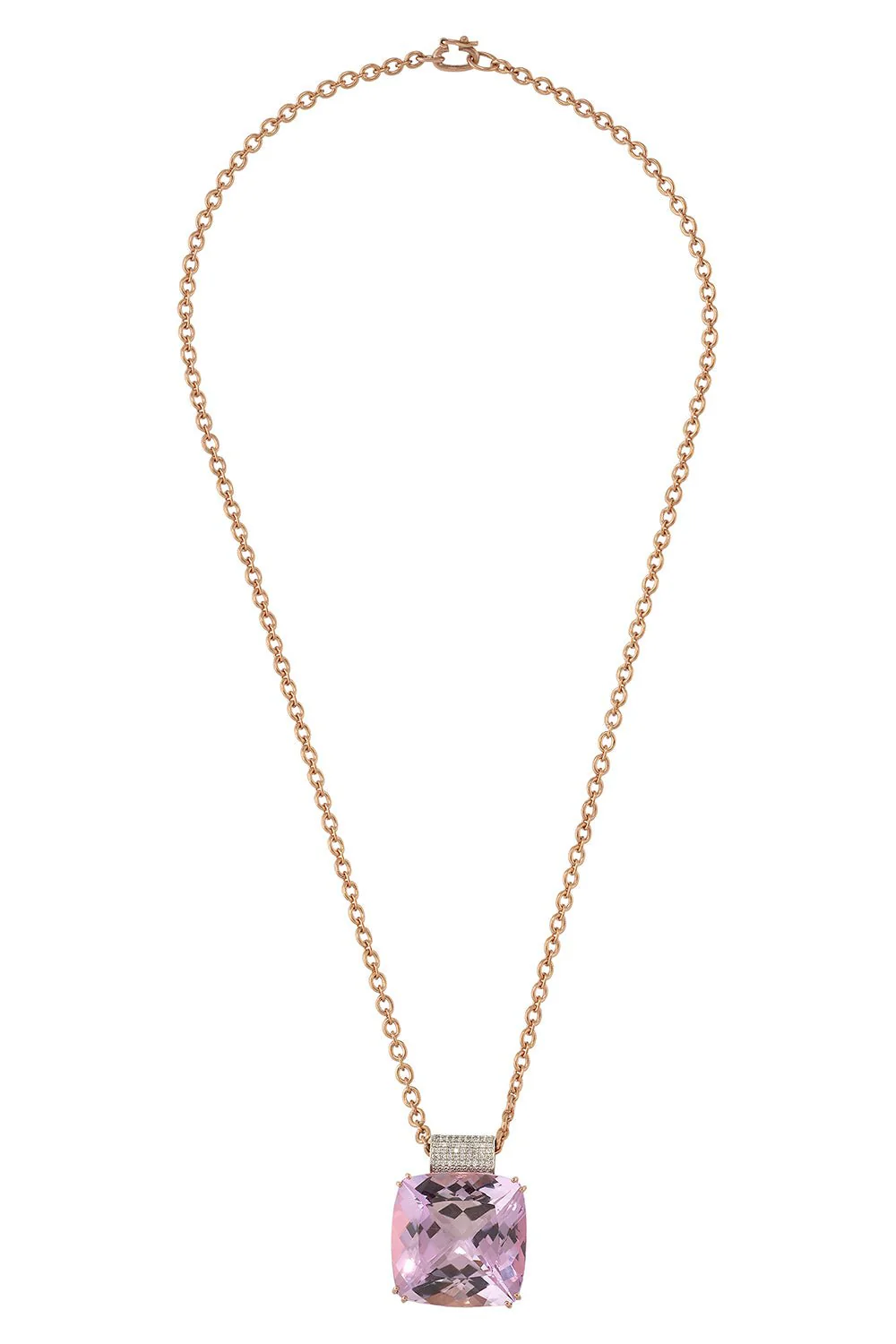 Gemmy Gem Kunzite Diamond Pendant Necklace
