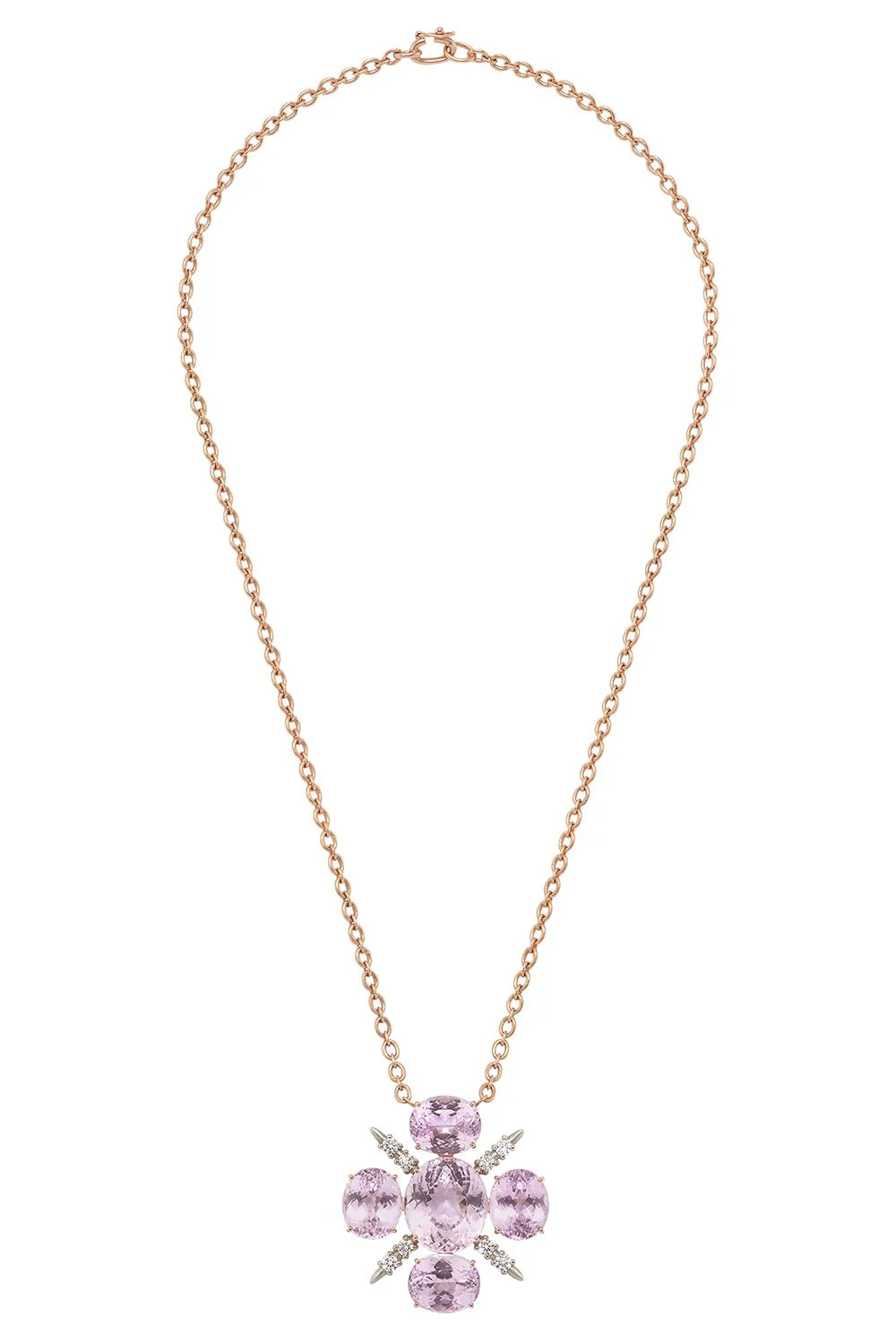 Gemmy Gem Mosaic Kunzite Diamond Necklace