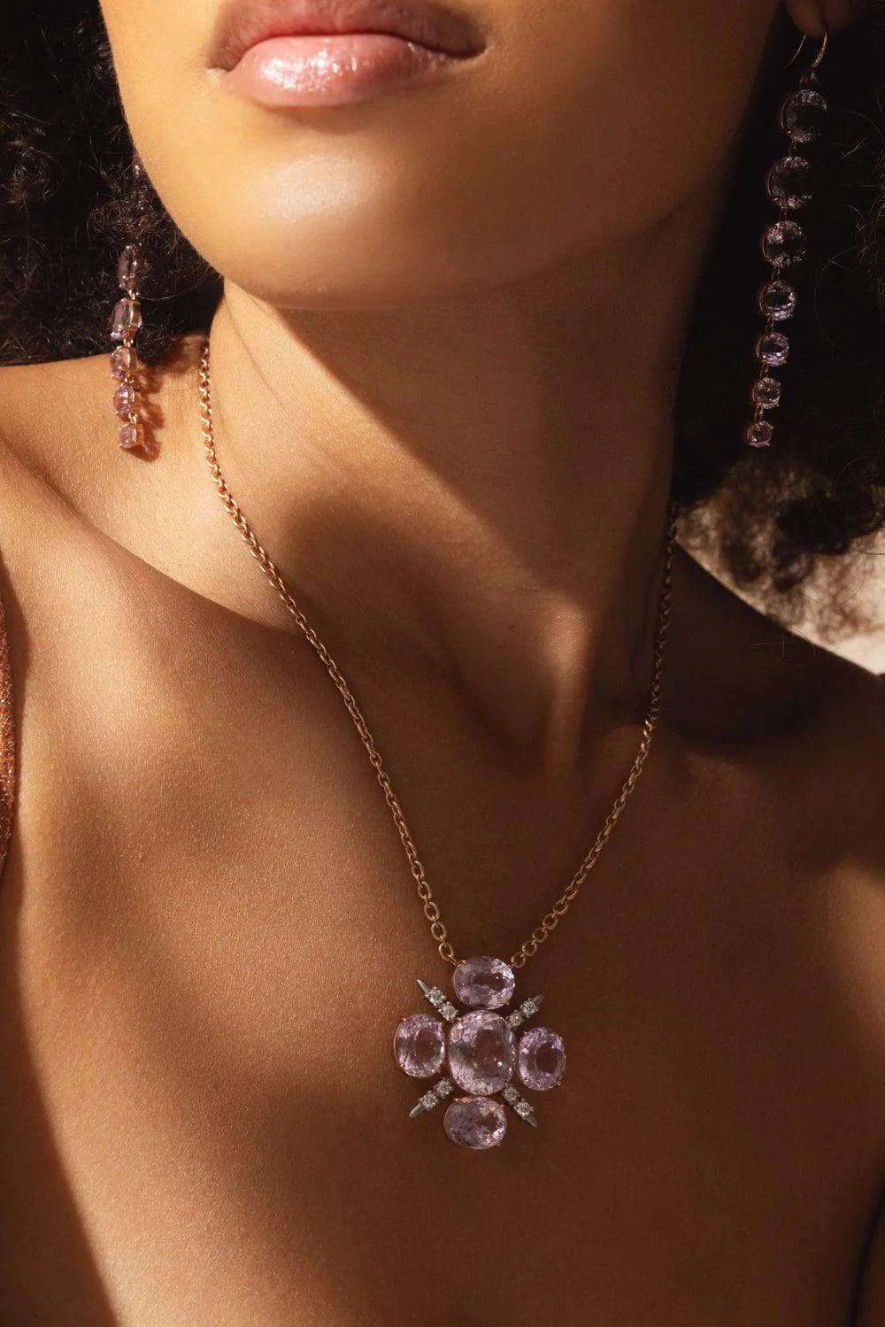 Gemmy Gem Mosaic Kunzite Diamond Necklace - Image 4