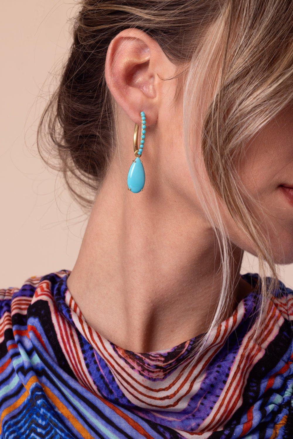 Gemmy Gem Turquoise Huggie Earrings - Image 2