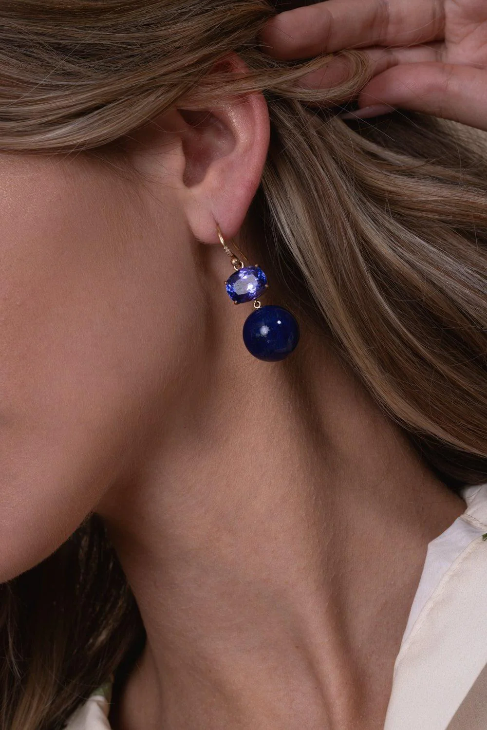 Gumball Tanzanite Lapis Earrings - Image 3