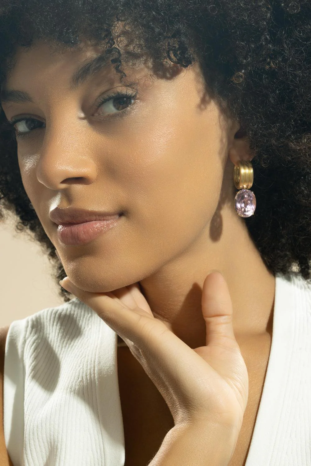 Kunzite Gemmy Gem Huggie Earrings - Image 4