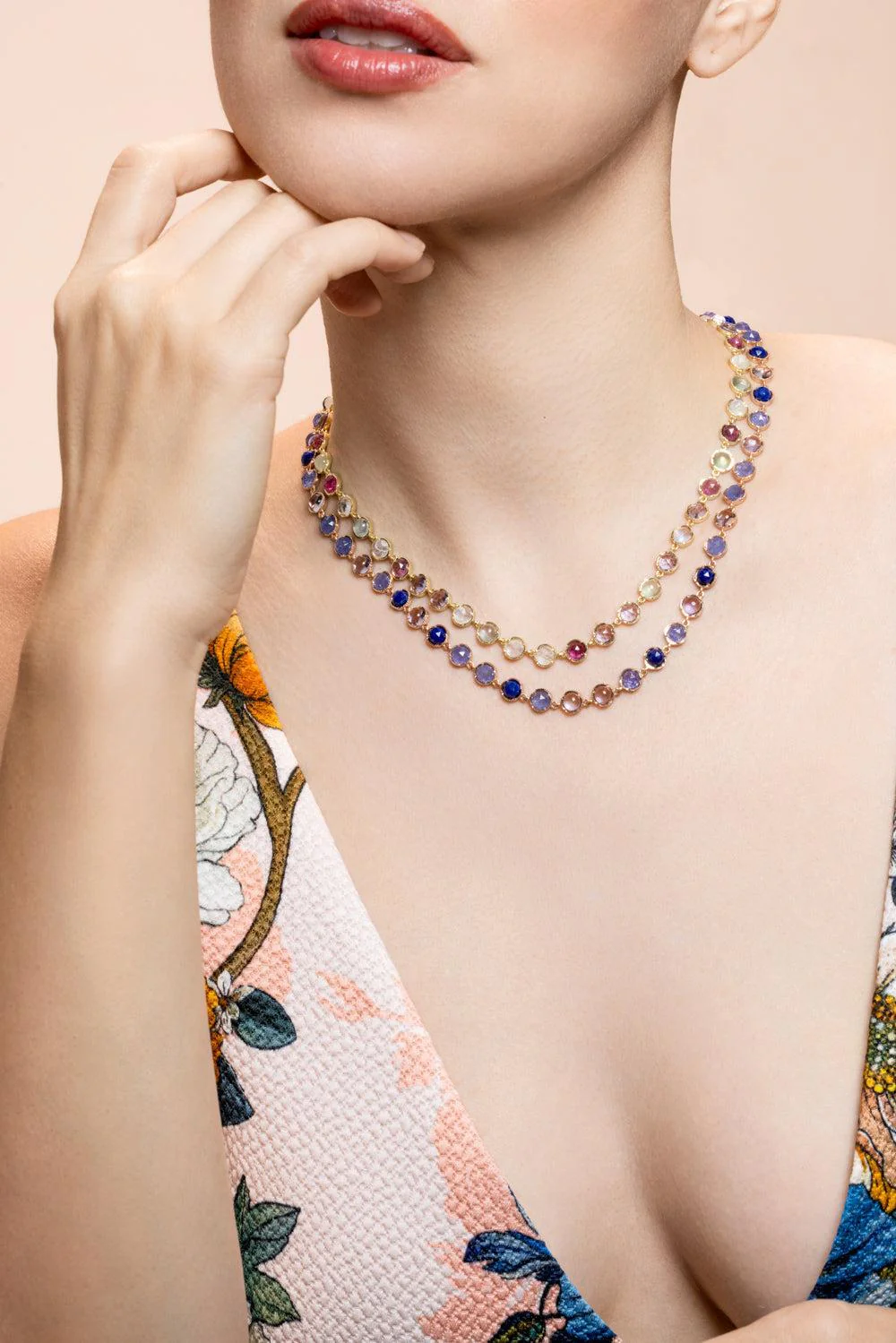 Lapis Tanzanite Small Classic Link Necklace - Image 3