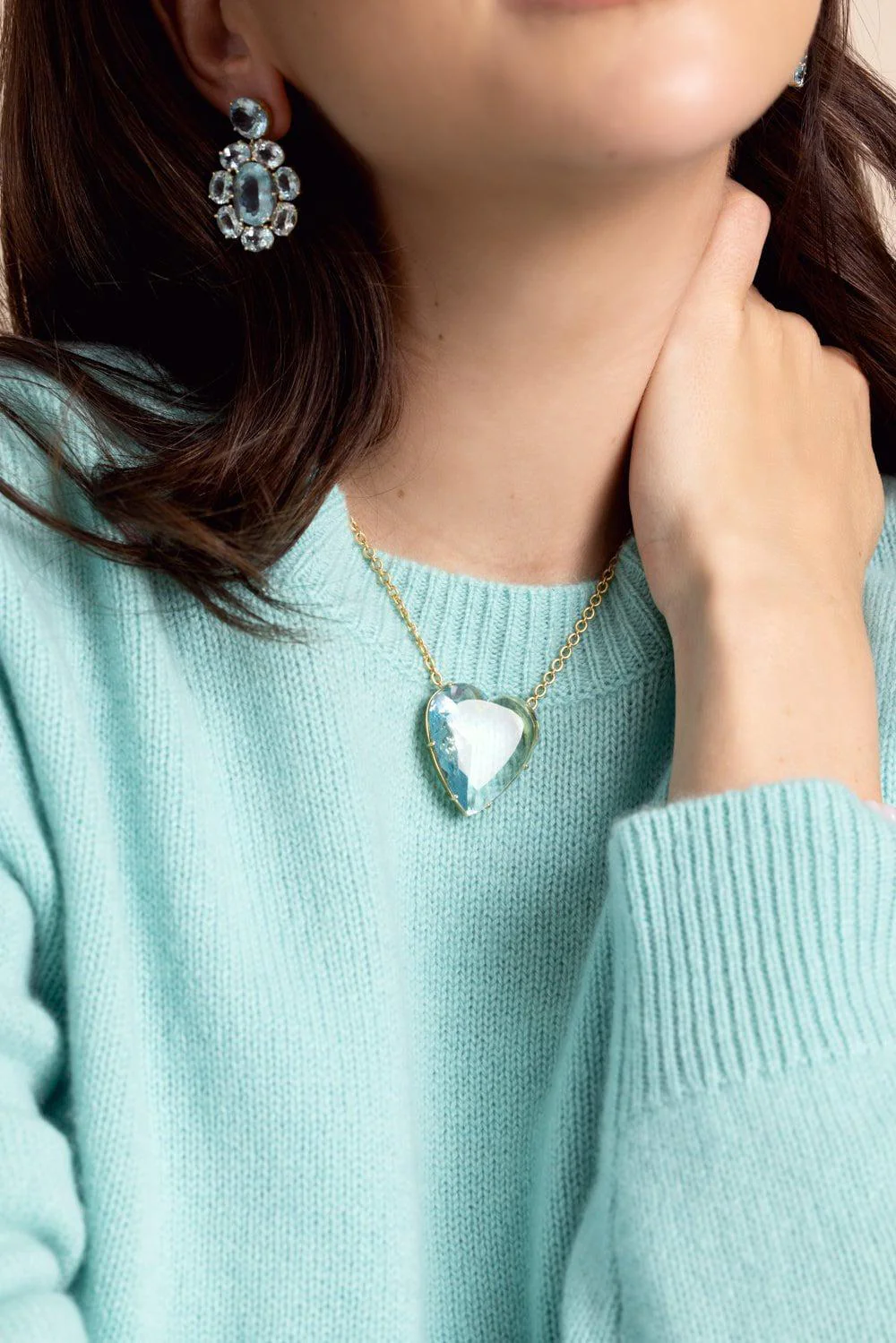 Love Aquamarine Heart Necklace - Image 2