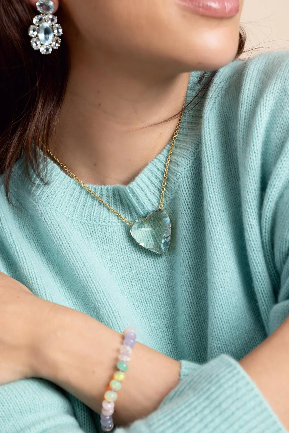 Love Aquamarine Heart Necklace - Image 3
