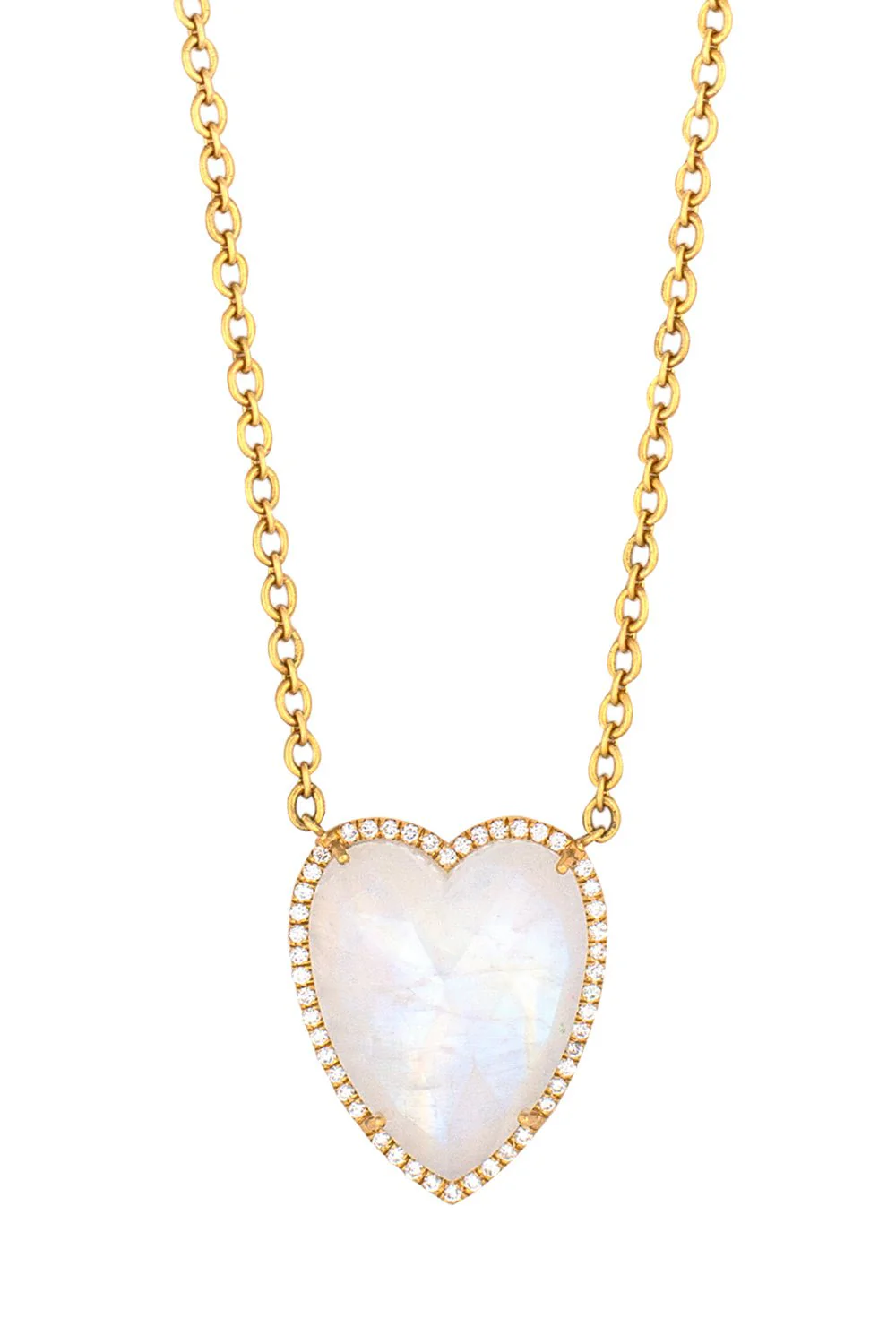 Moonstone Diamond Heart Necklace