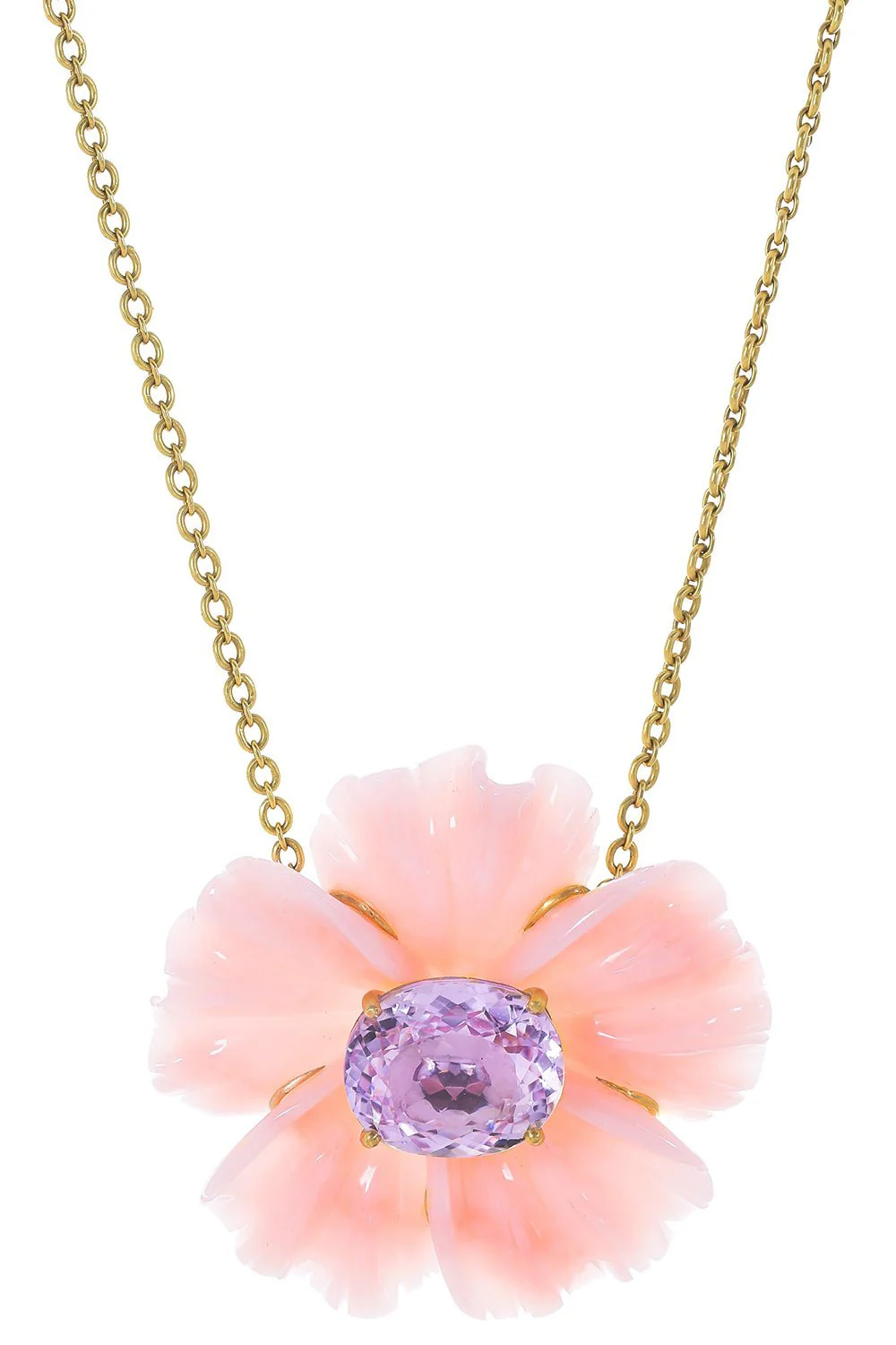 Opal Kunzite Flower Necklace
