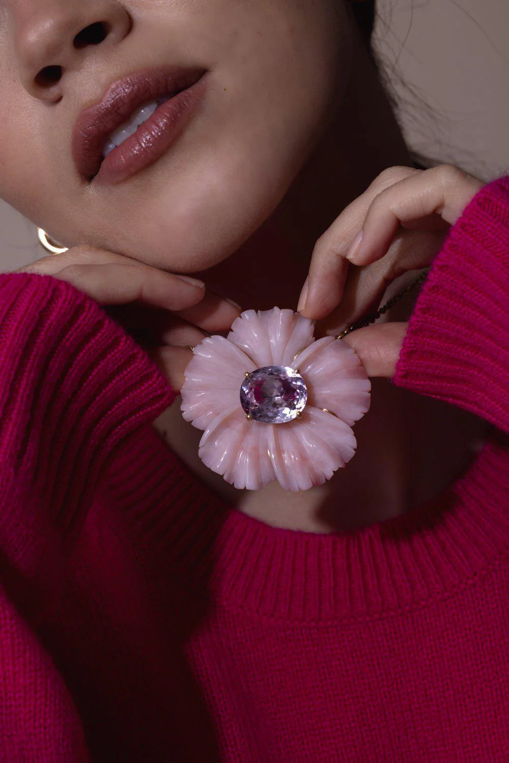 Opal Kunzite Flower Necklace - Image 2