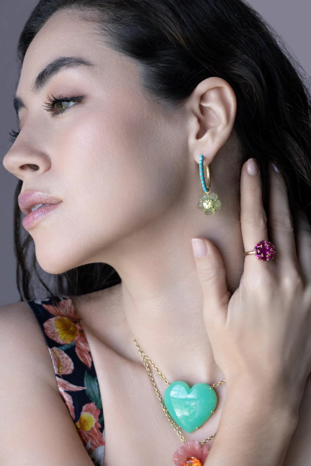 Peridot Chrysoberyl Tropical Flower Earrings - Image 3