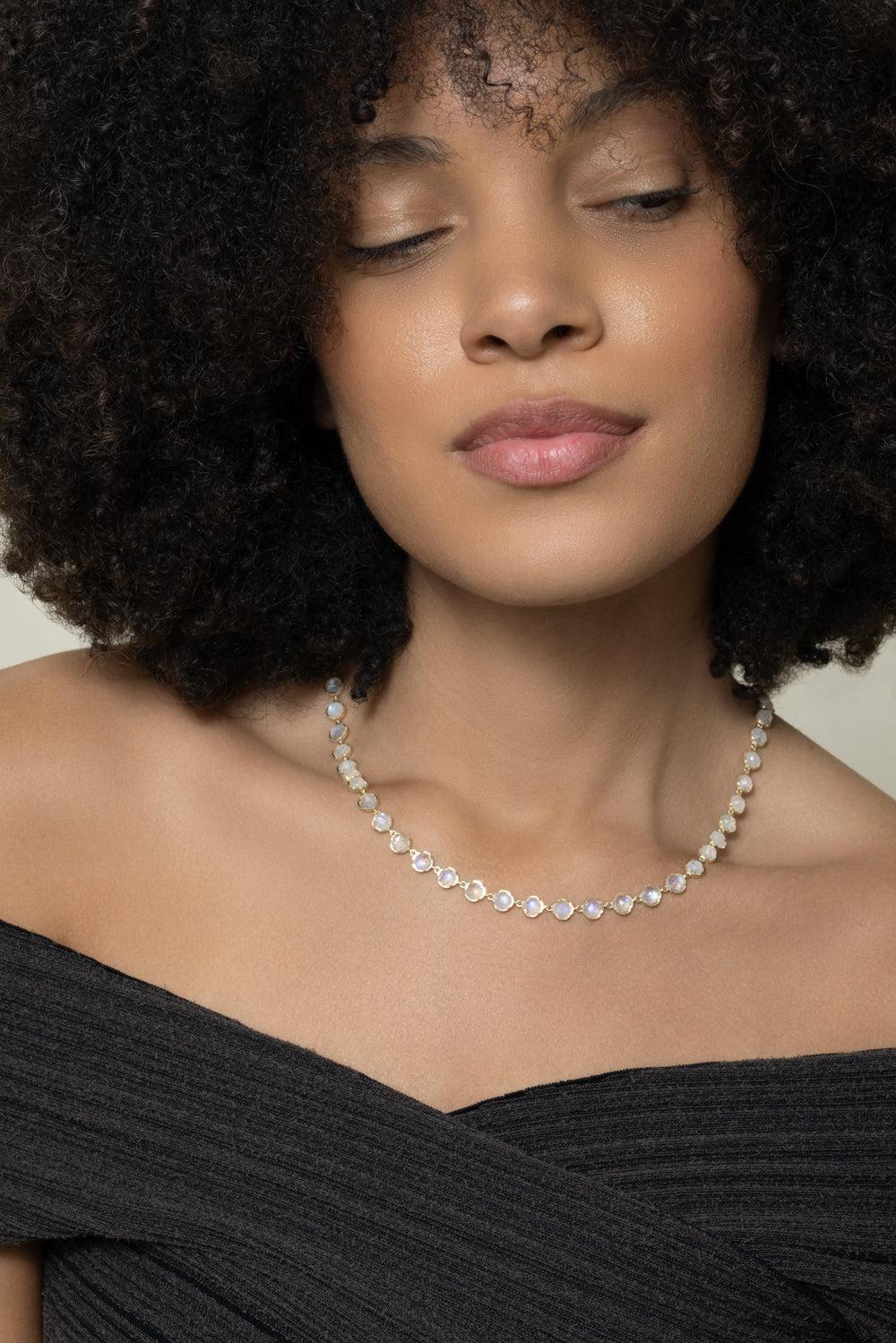 Rainbow Moonstone Classic Link Necklace - Image 2