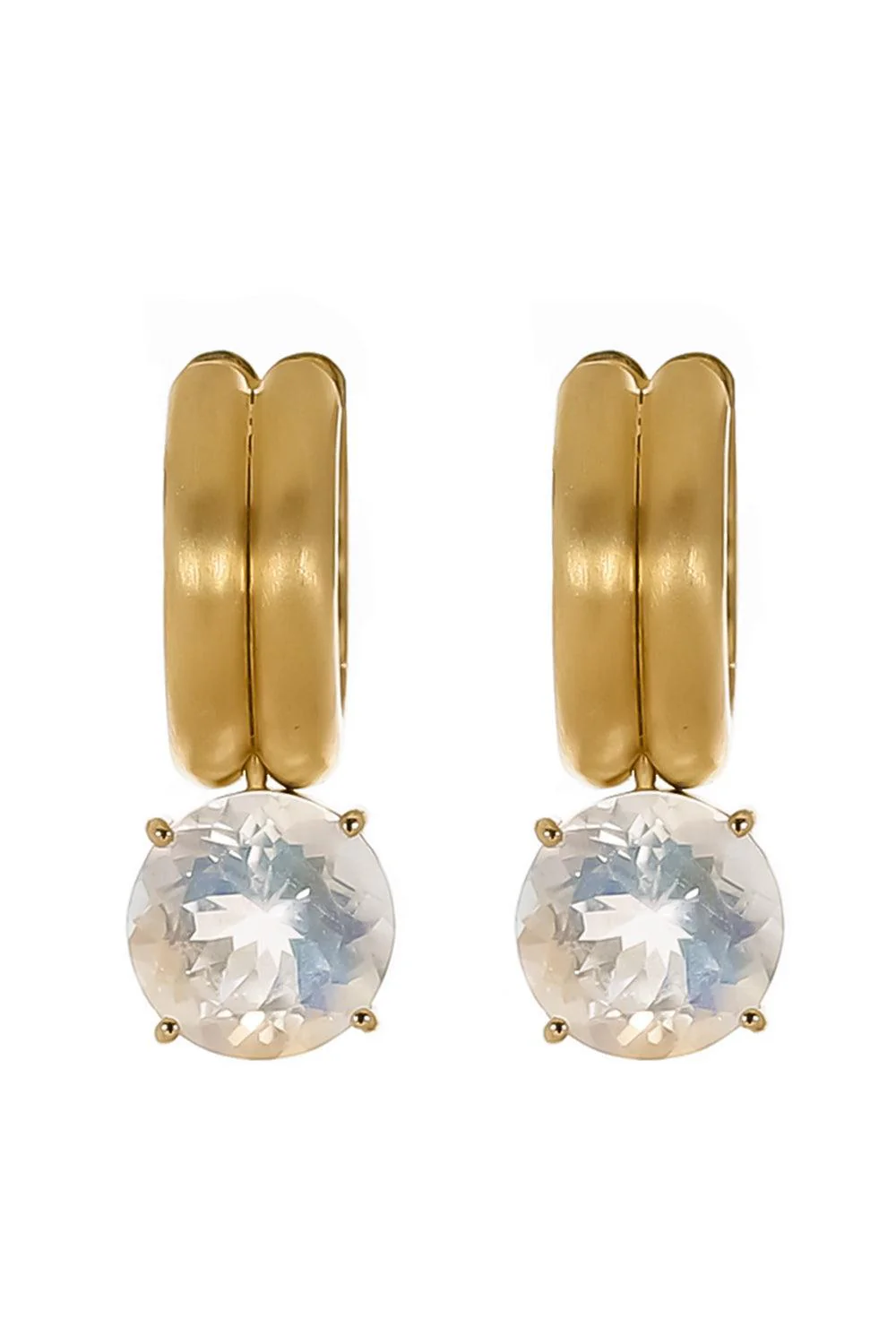 Rainbow Moonstone Double Huggie Earrings