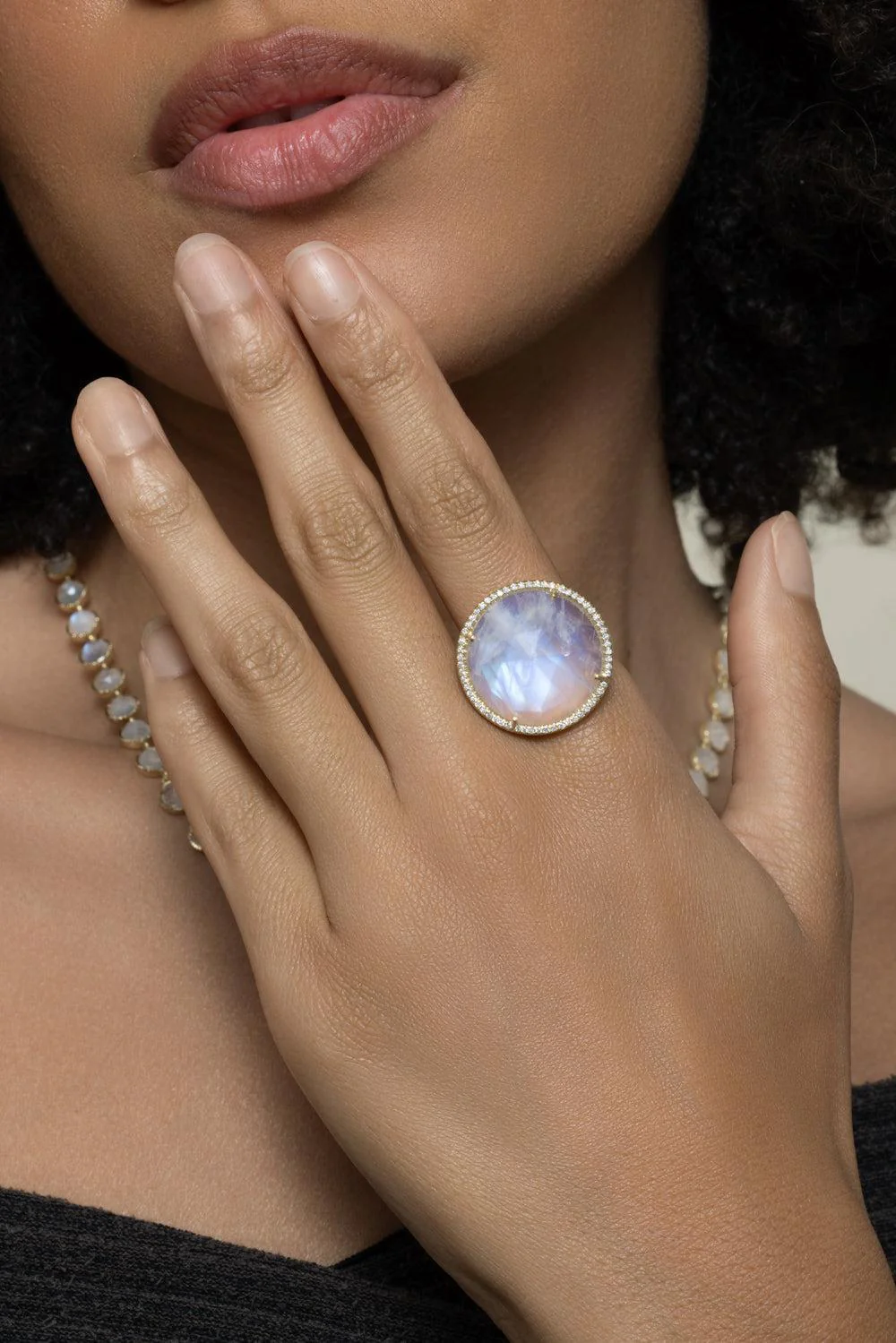 Rainbow Moonstone Halo Ring - Image 2