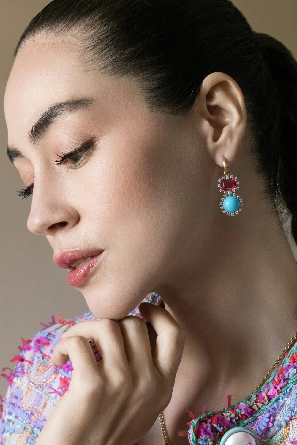 Rubellite Turquoise Gemmy Gem Earrings - Image 4