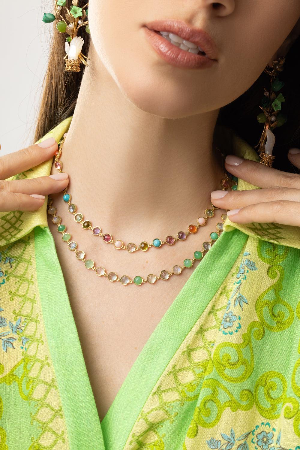 Small Classic Link Prehnite Moonstone Necklace - Image 3