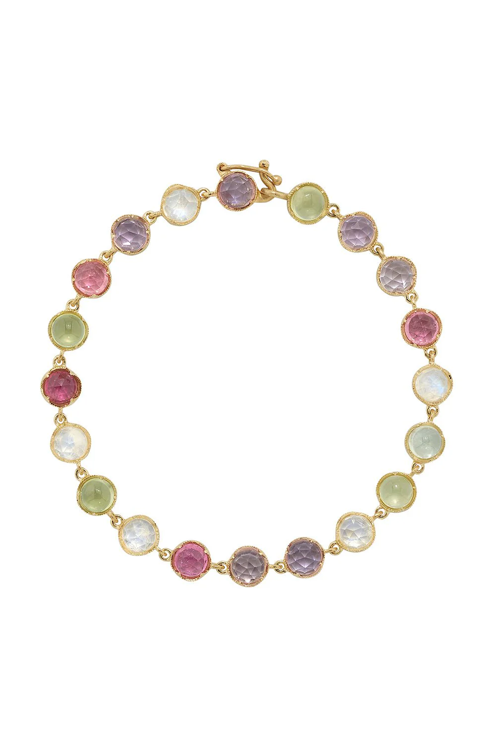 Small Classic Prehnite Moonstone Link Mixed Bracelet