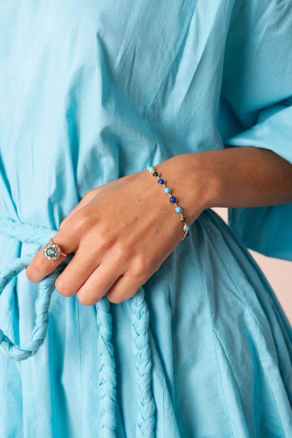 Small Classic Tourmaline Link Mixed Bracelet - Image 4